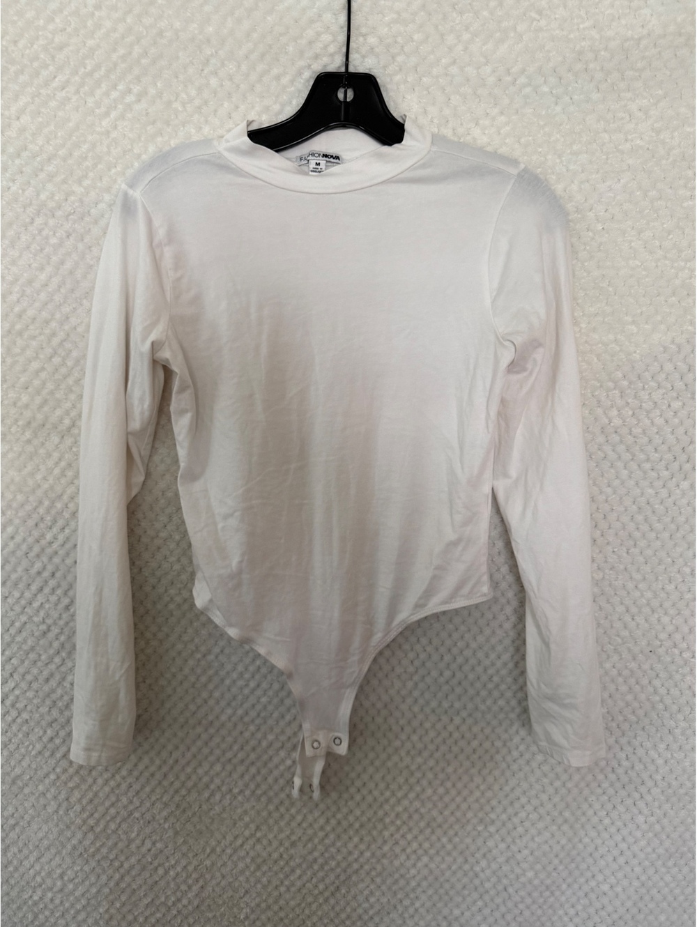 Fashion Nova White Long Sleeve Bodysuit Medium